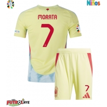 Camiseta España Alvaro Morata #7 Visitante Equipación para niños Eurocopa 2024 manga corta (+ pantalones cortos)